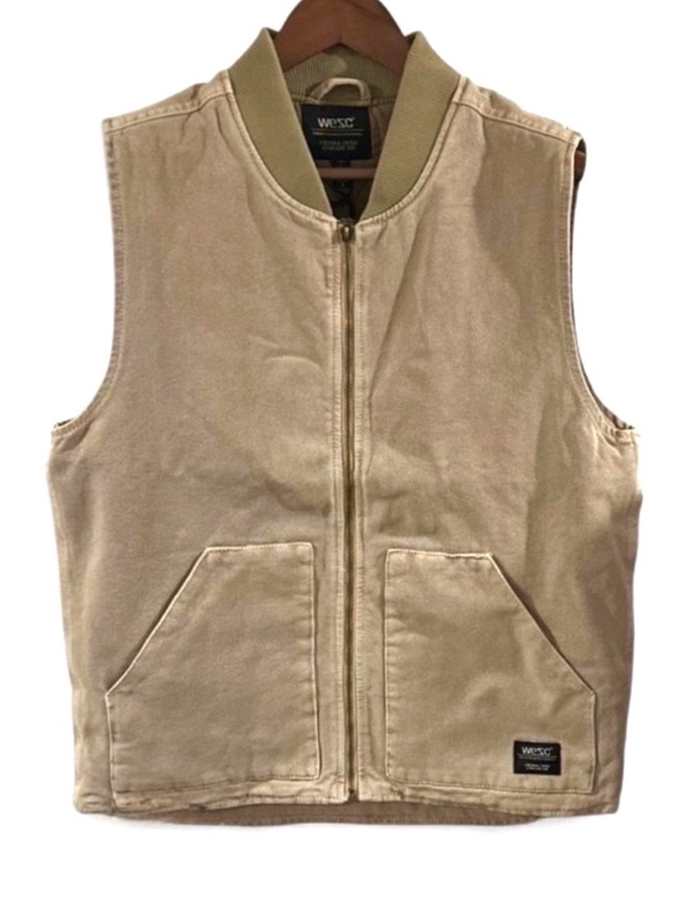 WeSC Canvas Workwear Utility Tan Vest Full-zip Size Men’s Large (NWT)